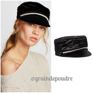 NWT Eugenia Kim Elyse Pearl Velvet Newsboy Cap